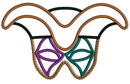 Mardi Gras Jester Mask Applique Embroidery Design Digitized Pattern