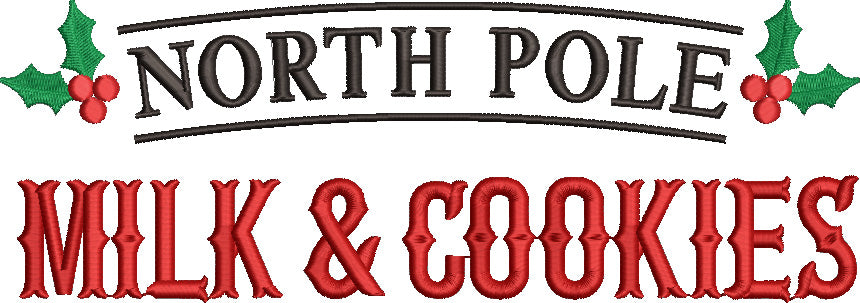 North Pole Milk & Cookies Christmas Filled Machine Embroidery Design Digitized Pattern