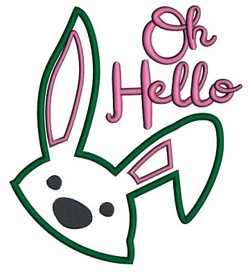 O Hello Easter Bunny Applique Machine Embroidery Design Digitized Pattern