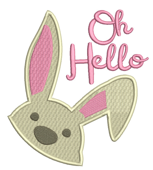 O Hello Easter Bunny Filled Machine Embroidery Design Digitized Pattern