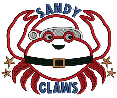 Sandy Claws Cute Crab Christmas In July Applique Machine Embroidery Design Digitized Pattern