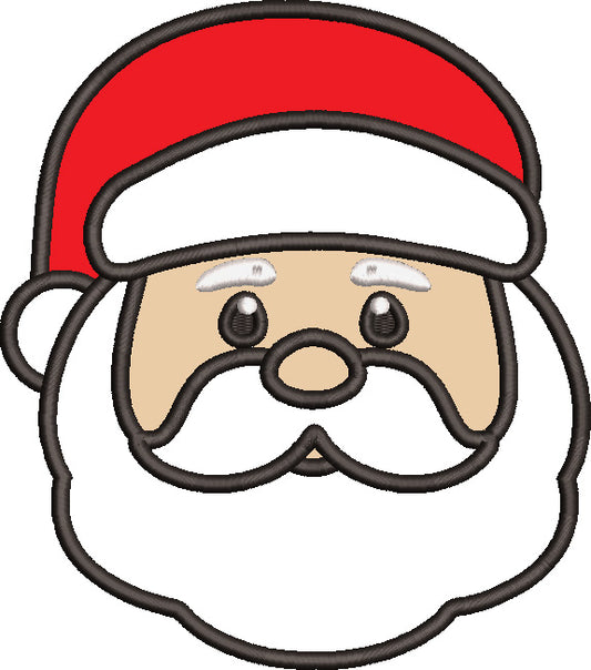 Santa Head Christmas Applique Machine Embroidery Design Digitized Pattern