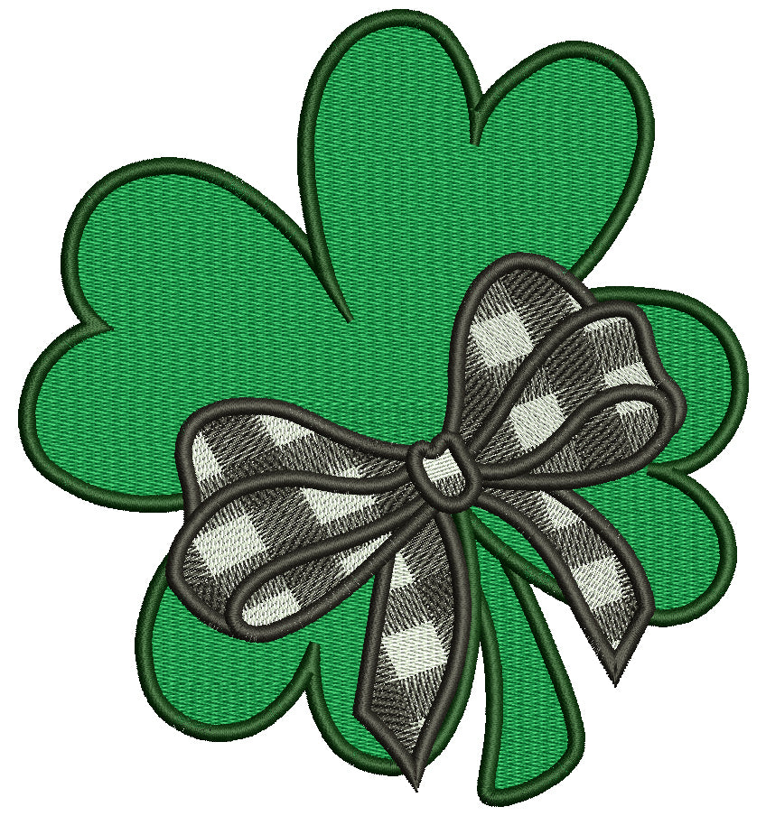 Shamrock WIth Bow St. Patrick's Day Filled Machine Embroidery Design Digitized Pattern