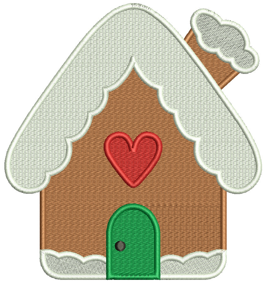 Snow Covered House With Heart Valentine's Day Love Filled Machine Embroidery Design Digitized Pattern
