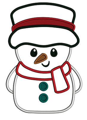 Snowman Wearing a Big Winter Hat Christmas Applique Machine Embroidery Design Digitized Pattern