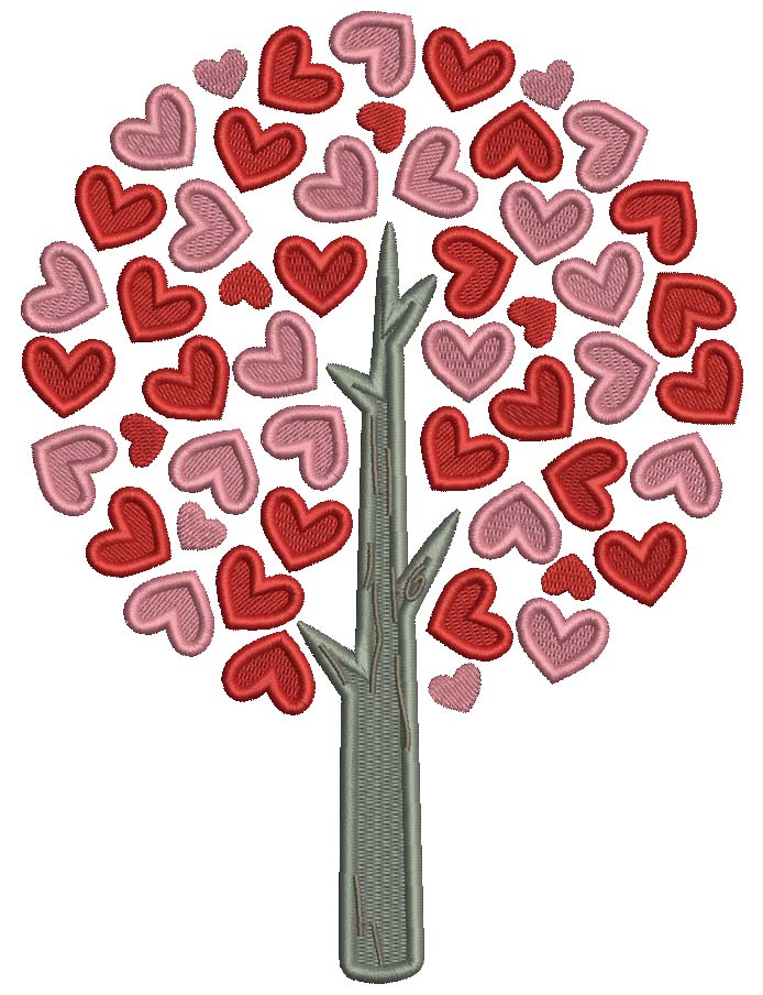 Tree With Hearts Valentine's Day Love Filled Machine Embroidery Design Digitized Pattern