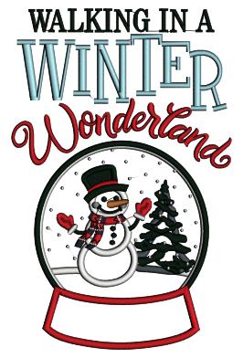 Walking In A Winter Wonderland Christmas Applique Machine Embroidery Design Digitized Pattern