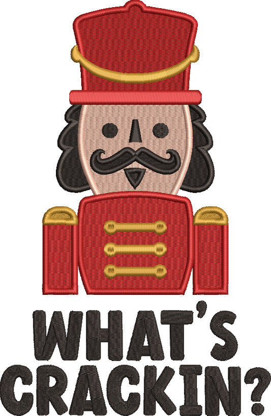 What's Crackin Nutcracker Christmas Filled Machine Embroidery Design Digitized Pattern