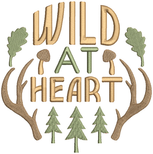 Wild At Heart Three Pine Trees Filled Machine Embroidery Design Digitized Pattern