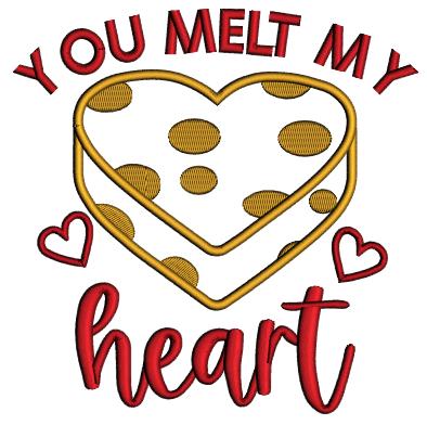 You Melt My Heart Valentine's Day Love Applique Machine Embroidery Design Digitized Pattern