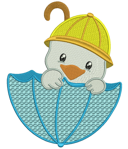 Little Duck Sitting Inside Big Umbrella Filled Machine Embroidery Design Digitized Pattern
