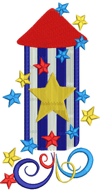 4th of July Independence Day American Flag Celebration Rocket Filled Machine Embroidery Digitized Design Pattern