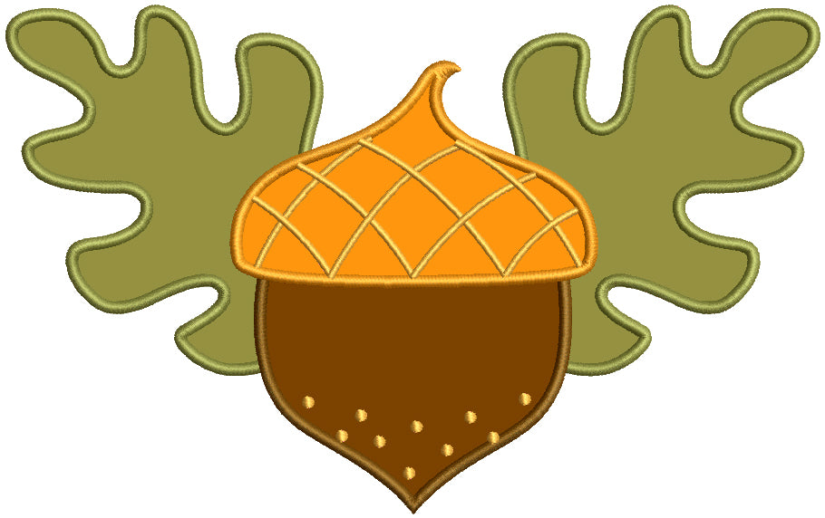 Acorn And Leaves Applique Machine Embroidery Design Digitized Pattern