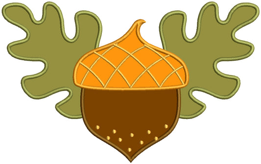 Acorn And Leaves Applique Machine Embroidery Design Digitized Pattern