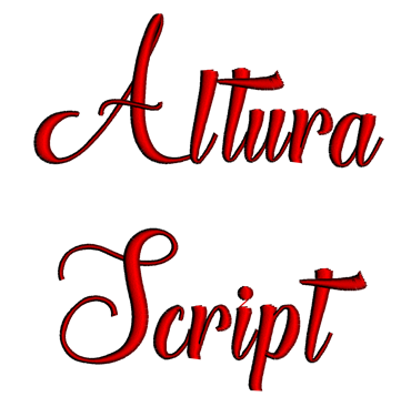 Altura Font Machine Embroidery Script Upper and Lower Case 1 2 3 inches