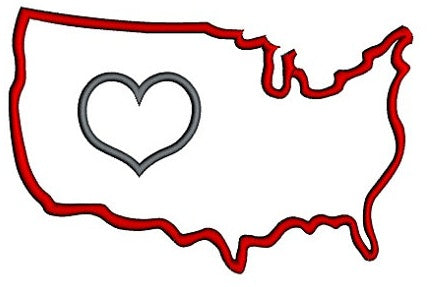 American Flag with Heart USA Patriotic heart Applique Machine Embroidery Digitized Design Pattern - Instant Download - 4x4 , 5x7, 6x10