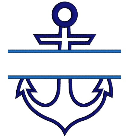 Anchor Split Marine Applique Machine Embroidery Digitized Design Pattern