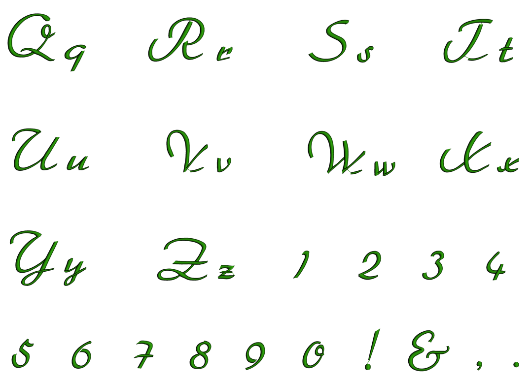 Anila Font Machine Embroidery Script Upper and Lower Case 1 2 3 inches