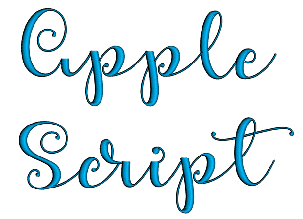 Apple Font Machine Embroidery Script Upper and Lower Case 1 2 3 inches