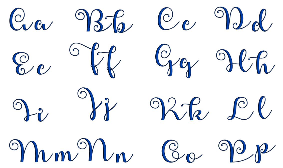 Apple Font Machine Embroidery Script Upper and Lower Case 1 2 3 inches