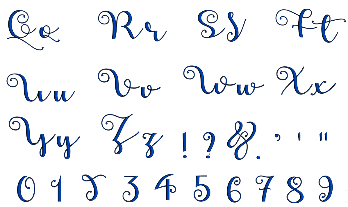 Apple Font Machine Embroidery Script Upper and Lower Case 1 2 3 inches