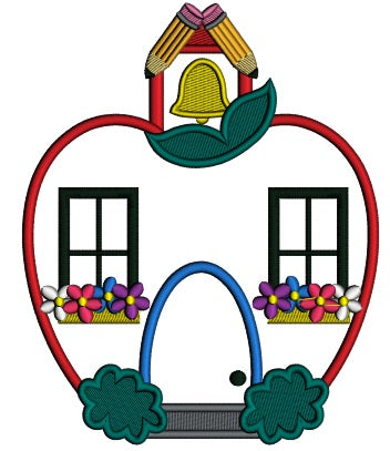 Apple School Applique Machine Embroidery Design Digitized Pattern