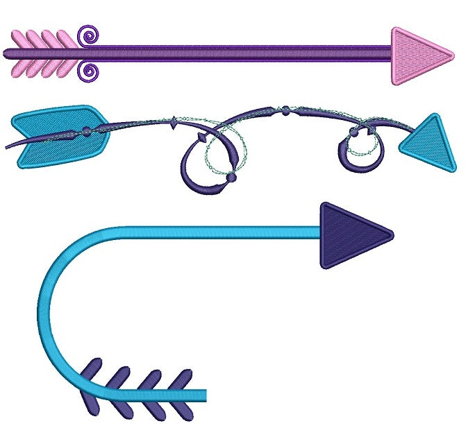 Arrows Set 2 Filled Machine Embroidery Design Digitized Pattern