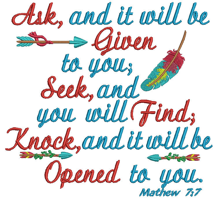 Ask and it will be given to you See and you will find Knock and it will be Opened to you Mathew 7-7 Religious Saying