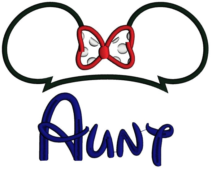 Aunty Mouse Ears looks like Minnie Mouse Applique Machine Embroidery Digitized Design Pattern