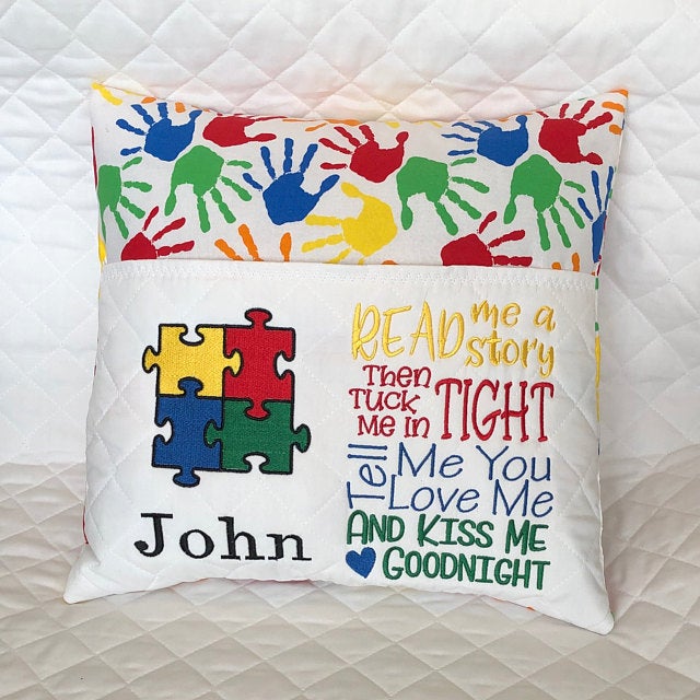 Autism Awareness Machine Embroidery Digitized Design Filled In Pattern - Instant Download - 4x4 , 5x7, and 6x10 -hoops