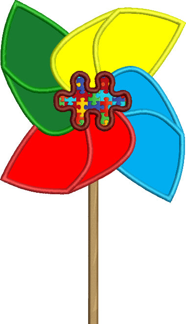 Autism Awareness Pinwheel Applique Machine Embroidery Digitized Design Pattern