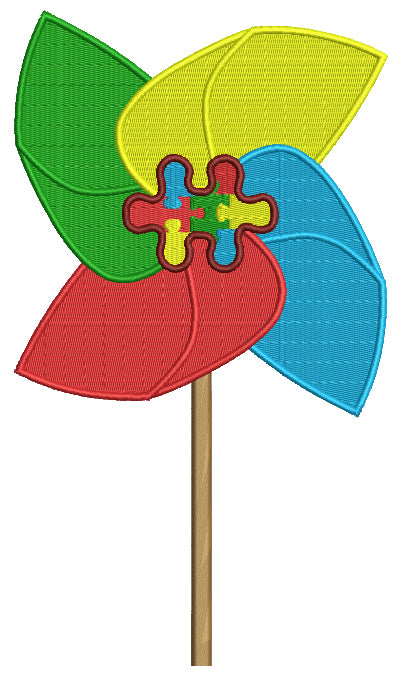 Autism Awareness Pinwheel Filled Machine Embroidery Digitized Design Pattern