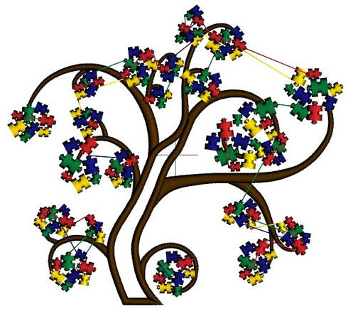 Autism Awareness Tree Applique Machine Embroidery Digitized Design Pattern - Instant Download - 4x4 , 5x7, and 6x10 -hoops