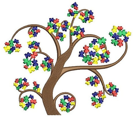 Autism Awareness Tree Machine Embroidery Digitized Design Filled Pattern - Instant Download - 4x4 , 5x7, and 6x10 -hoops
