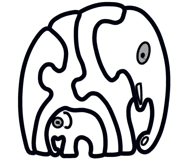 Autism Awareness Elephant Applique Machine Embroidery Design Digitized Pattern