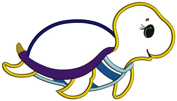 Autism Awareness Little Turtle Applique Machine Embroidery Design Digitized Pattern