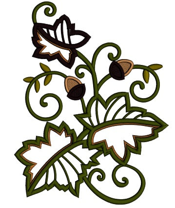 Autumn Leaves Applique Machine Embroidery Design Digitized Pattern
