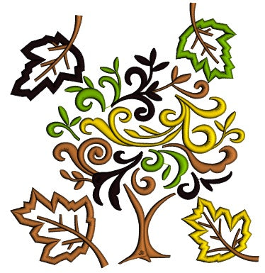 Autumn Leaves Applique Machine Embroidery Digitized Design Pattern