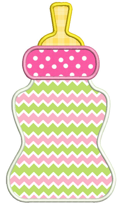 Baby Bottle Applique Machine Embroidery Design Digitized Pattern