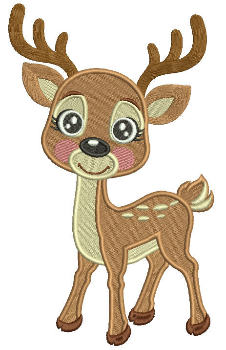 Baby Boy Reindeer Filled Machine Embroidery Design Digitized Pattern