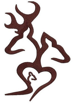 Baby Browning Doe, Buck, deer with Heart digitized machine embroidery Filled design - Instant Download -4x4 , 5x7, and 6x10 hoops