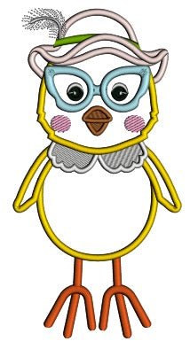 Baby Chick Wearing Big Hat Applique Machine Embroidery Design Digitized Pattern