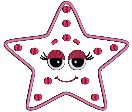 Baby Girl Starfish Applique Machine Embroidery Digitized Design Pattern