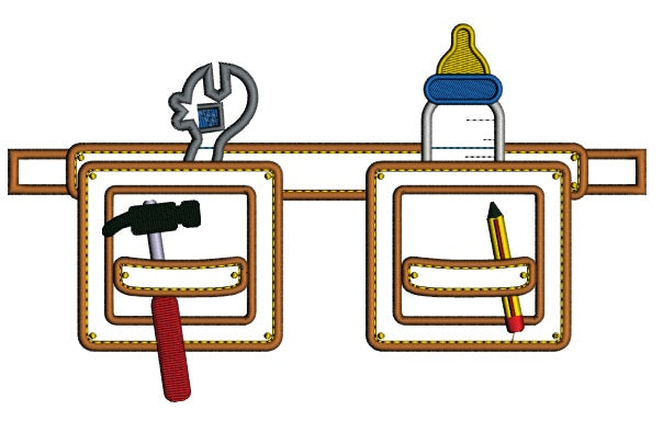 Baby Tool Belt Applique Machine Embroidery Digitized Design Pattern