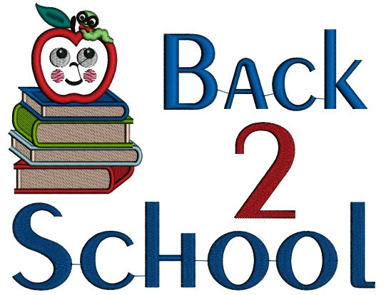 Back to School Second Grade Applique Machine Embroidery Design Digitized Pattern