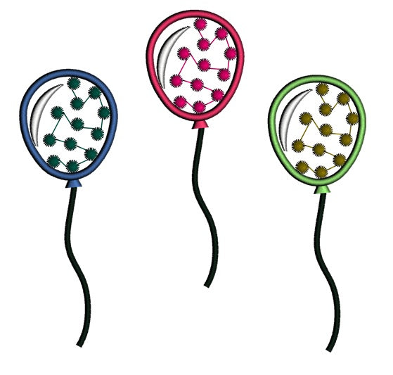 Balloons with dots Applique Machine Embroidery Design Digitized Pattern