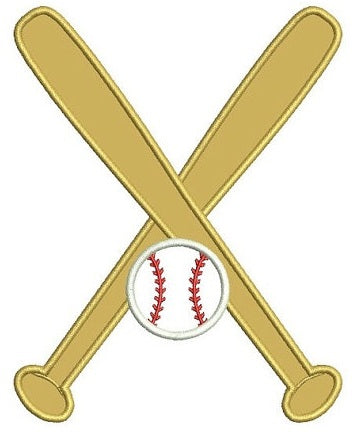 Baseball Bats Crossed with a baseball Design Machine Embroidery Digitized Applique Pattern - Instant Download - 4x4 , 5x7, 6x10