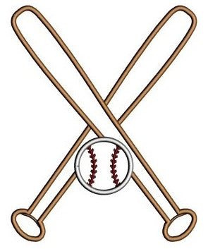 Baseball Bats Crossed with a baseball Design Machine Embroidery Digitized Applique Pattern - Instant Download - 4x4 , 5x7, 6x10