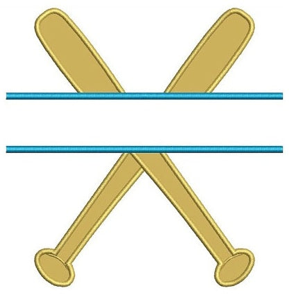 Baseball Bats Split Applique Design Machine Embroidery Digitized Pattern - Instant Download - 4x4 , 5x7, 6x10