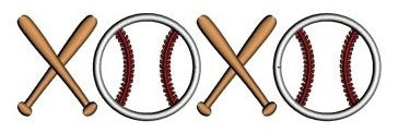 Baseball Bats and ball XOXO Applique Machine Embroidery Digitized Design Pattern - Instant Download - 4x4 , 5x7, 6x10